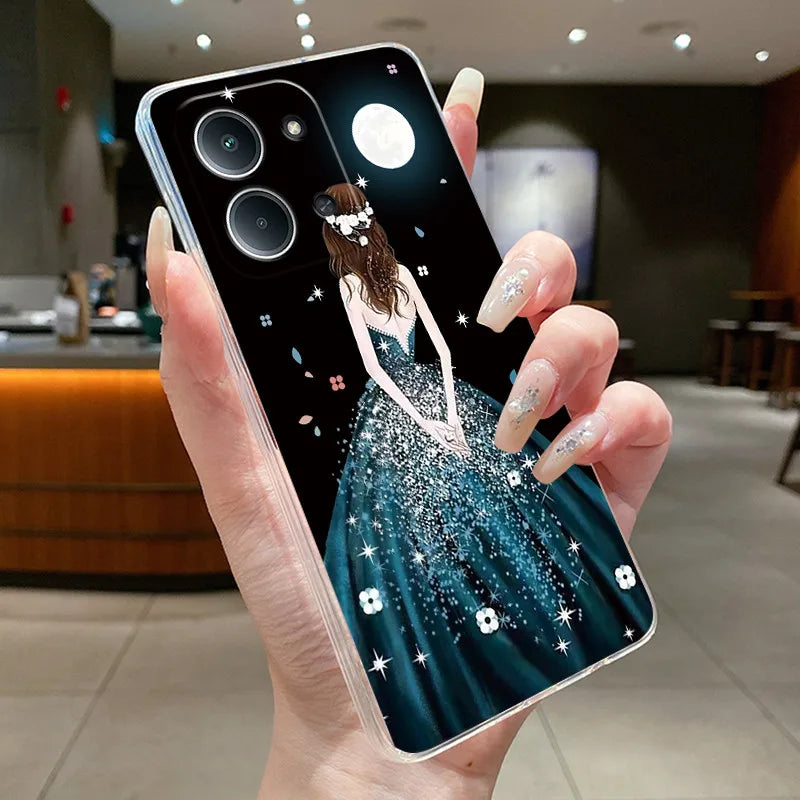 Jelly Case For Redmi 15C 4G 5G Flower Butterfly Phone Funda For Xiaomi Poco C85 4G Soft Silicone Cases Transparent TPU Cover