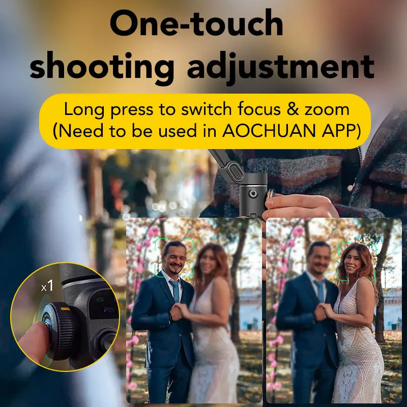 AOCHUAN Smart X2 Ai Handheld Gimbal Stabilizer Built in Extension Rod Equipped with LED Display Smartphone Gimbal Stabilizer