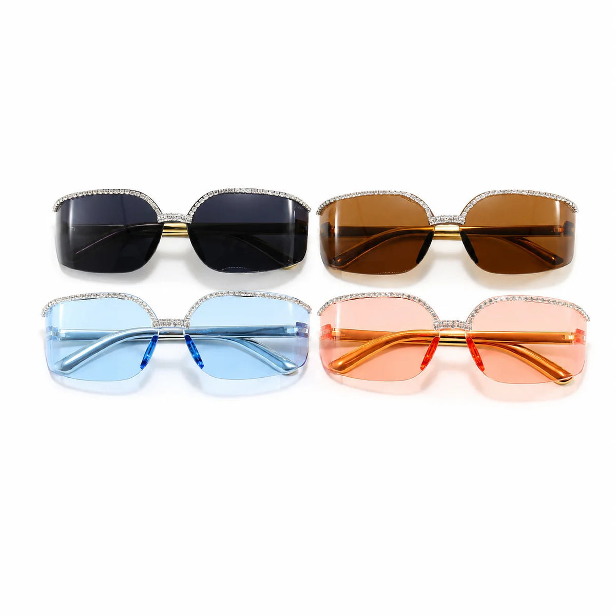 Outdoor Travel Eyewear Reliable Uv400 Sunglasses Rhinestone Square Sunglasses Lightweight Pc Frame Sunglasses For Parties