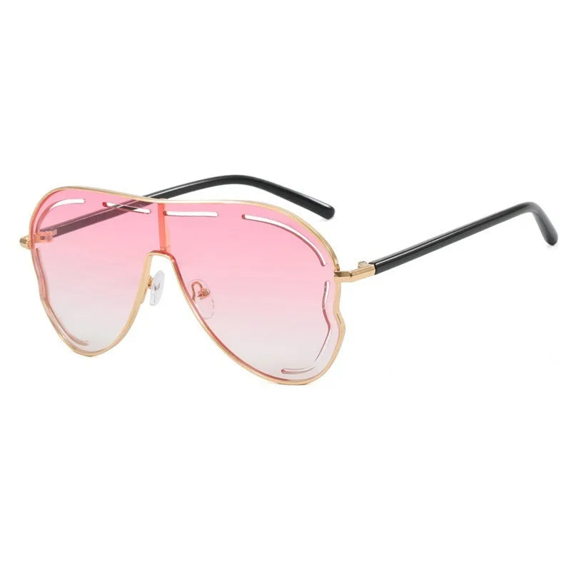 Unique Hollow Out Oversized Sunglasses Women Big Frame Luxury Brand Sun Glasses For Ladies Shield Thin Face Glasses Driving