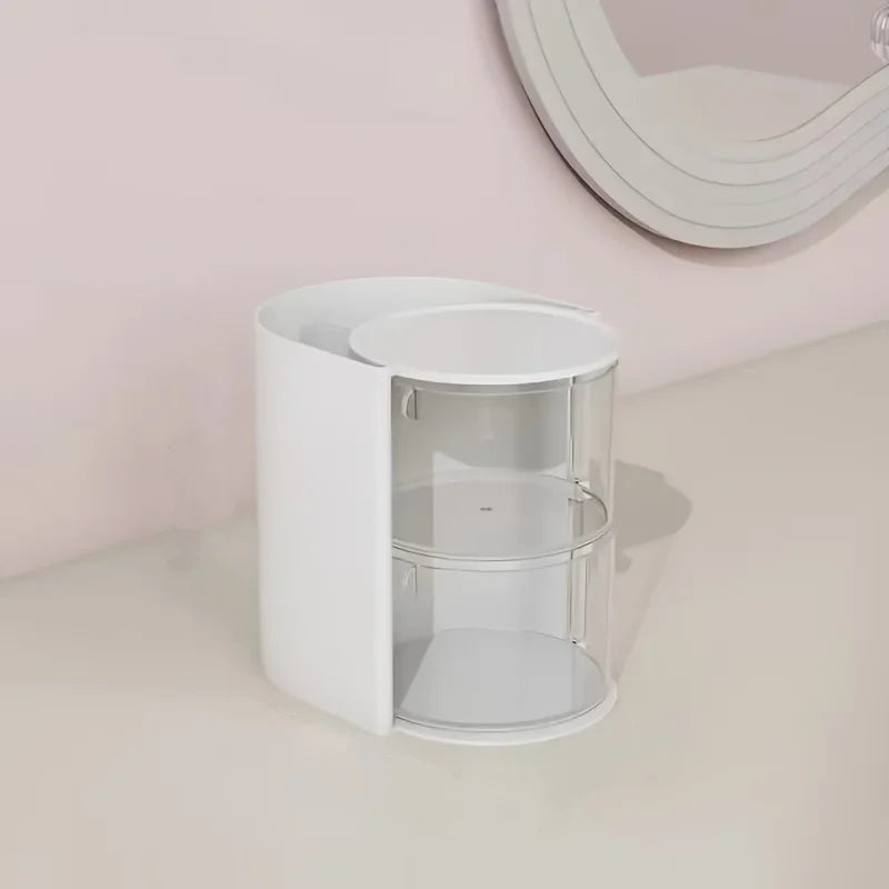 Multi-Layer Hair Accessories Storage Box Rotating Transparent Jewelry Organizer Desktop Case for Makeup Brush Powder Puff