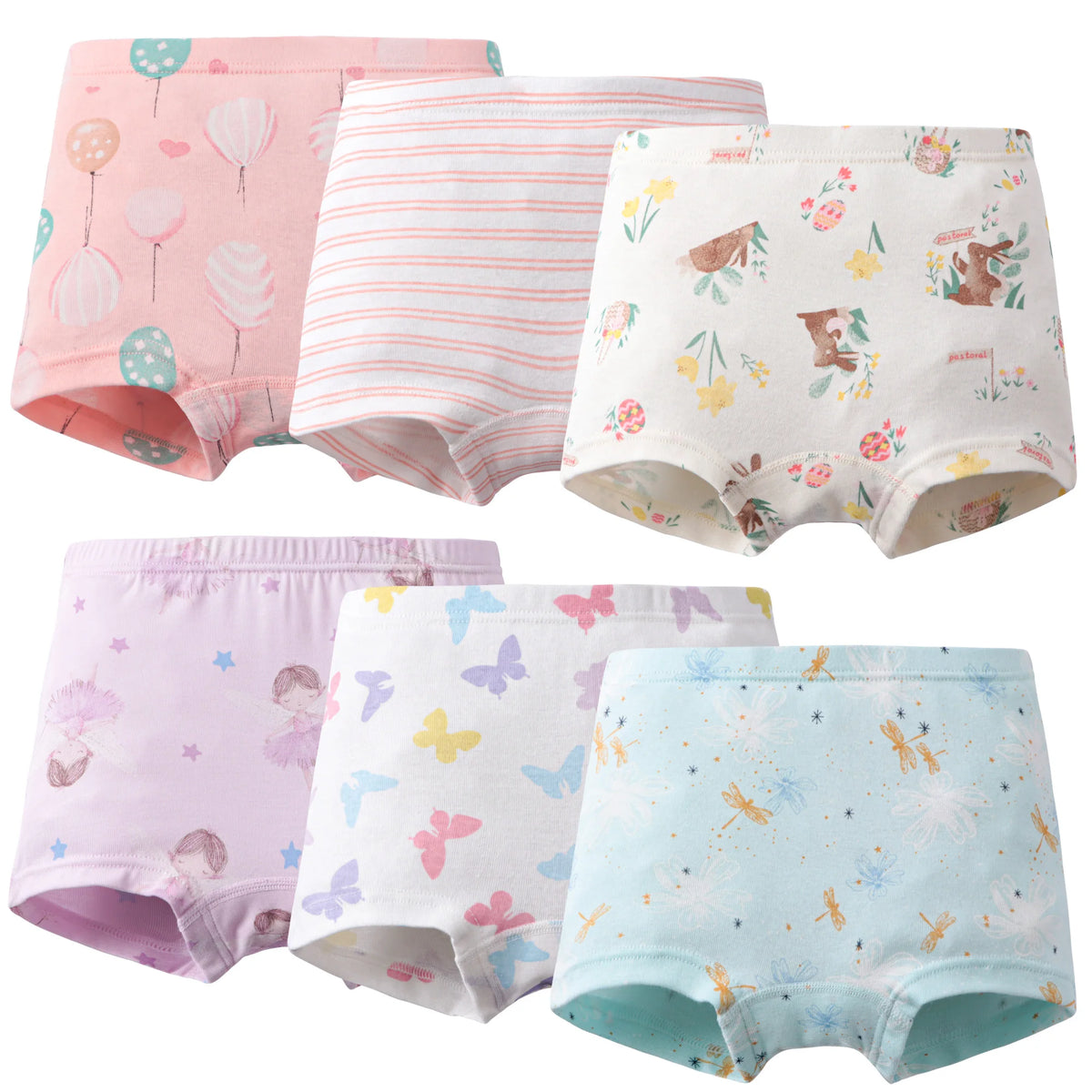 6 Pcs Kids Little Girls Underwear Toddler Baby 100% Cotton Soft Briefs Panties Cartoon Big Girls Undies 1-10 Years
