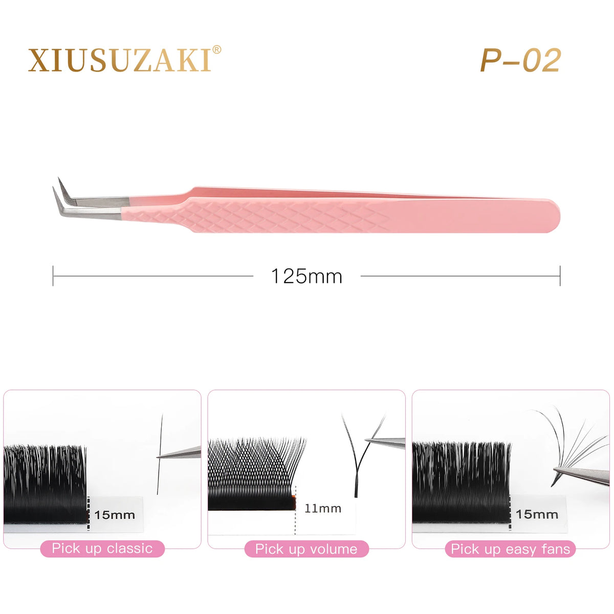 XIUSUZAKI High Precision Fiber Tip Tweezers for Eyelash Extensions Mega Volume Mink Lashes False Eyelashes Makeup Tools Supplier