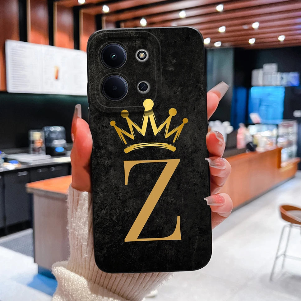 For Redmi 15C 4G 5G Couple Phone Case Fashion Crown Letters Protective Back Cover For Redmi15C Soft Smooth Liquid Silicone Funda