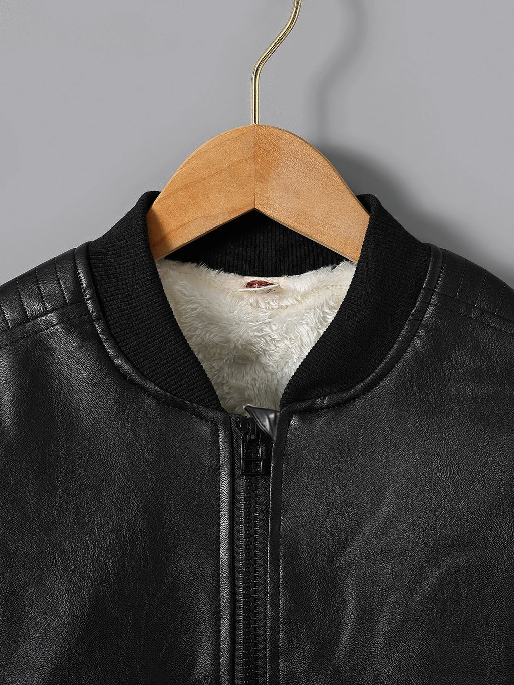 Children's Clothing Boys' Spring and Autumn Pu Leather Jacket, Retro Stylish High-End Jacket, Trendy Biker Jacket, Easy to Clean Classic Baseball Jacket, Outerwear