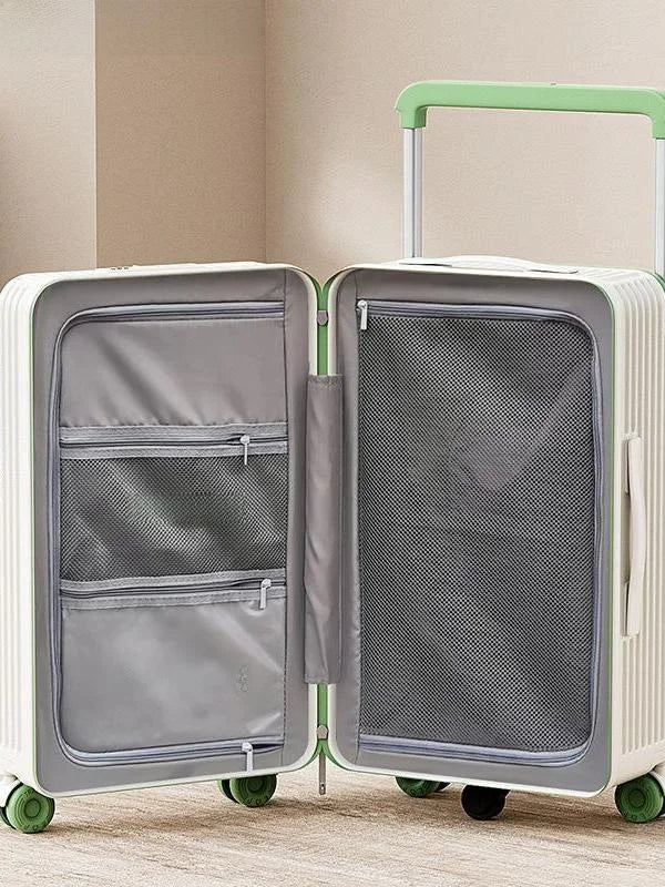 New 2026 Lightweight Durable Luggage Front Opening Carry-On Suitcase with Combination Lock Aluminum Handle for Travel And Bus...