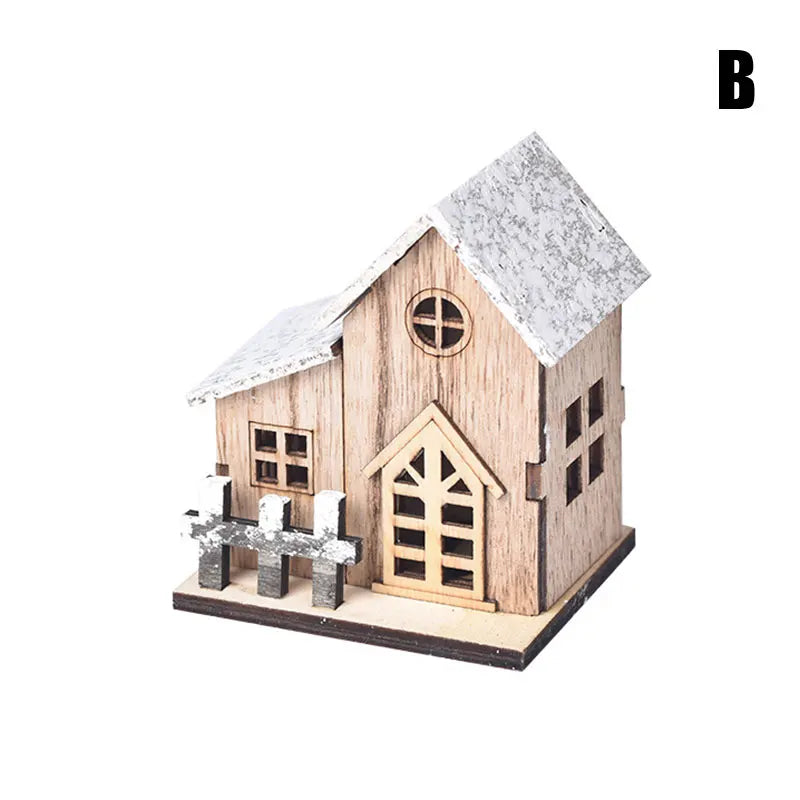 Christmas LED Light Wooden House Luminous Cabin Merry Christmas Decorations For Home DIY Xmas Tree Ornaments Kids Gift New Year
