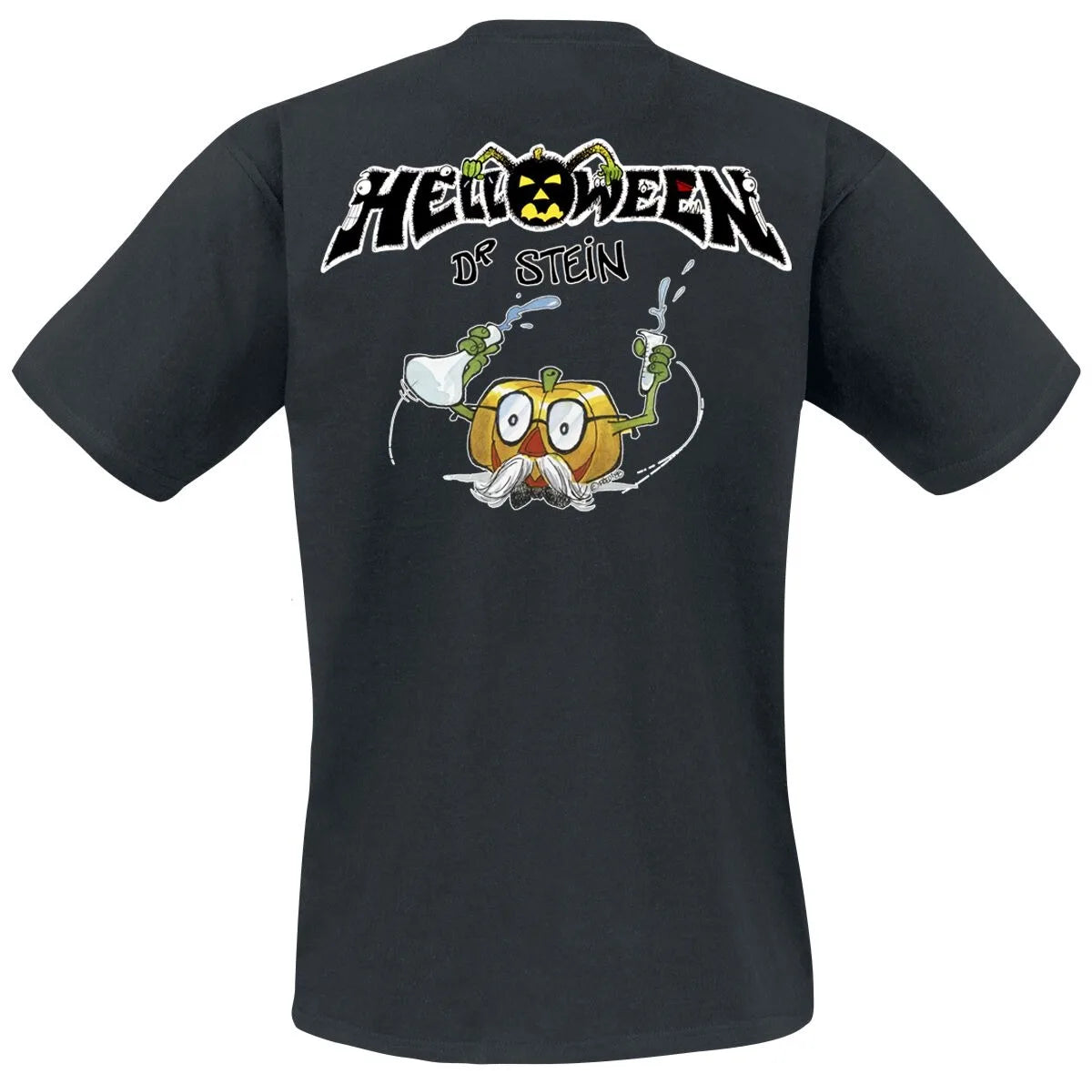Helloween Dr. Stein Tee, Power Metal T-Shirt with Lab Cartoon Print & Band Logo, Band Fan Merch
