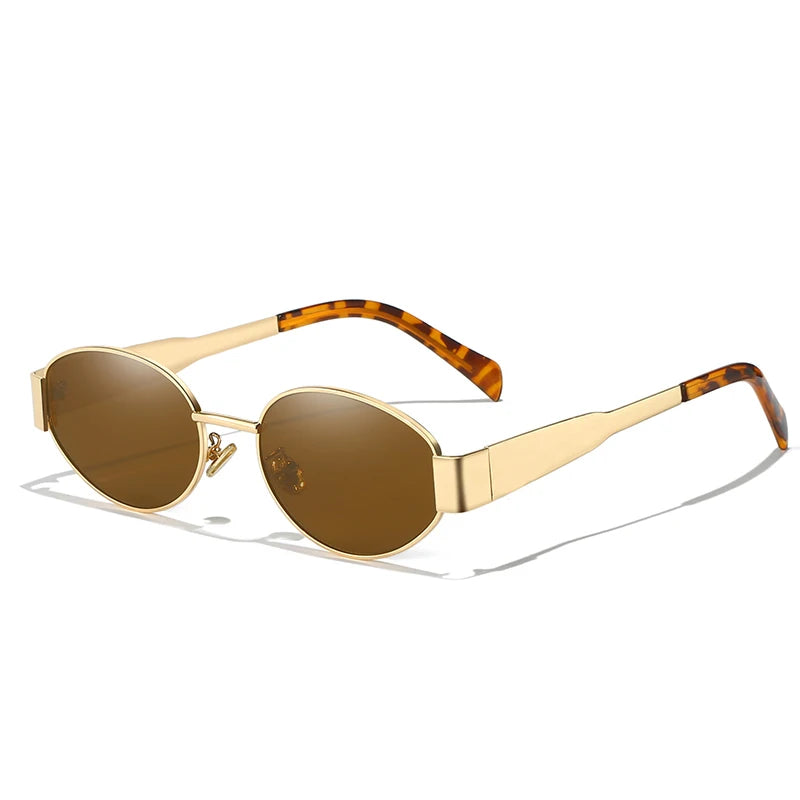 New Fashion Brand Designer Sunglasses Women Men Oval Trendy Metal Frame Sun Glasses Classic Shades Eyewear UV400 Oculos De Sol