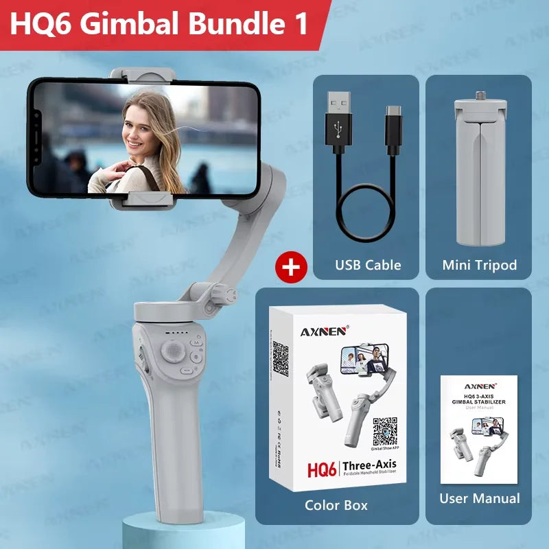 3-Axis Handheld Gimbal Stabilizer with Zoom Function  Fill Light Image Stabilization for Smartphones Supports Face Tracking