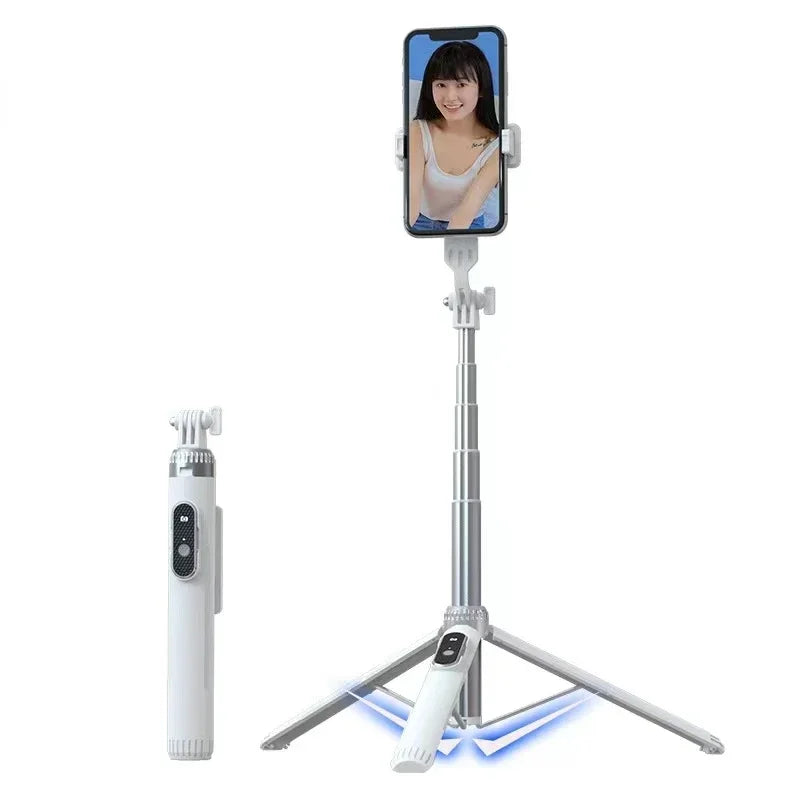 Selfie Stick Tripod 160CM Extendable Selfie Stick with Bluetooth Rechargable Remote Compatible with IPhone Android Phone, Camera