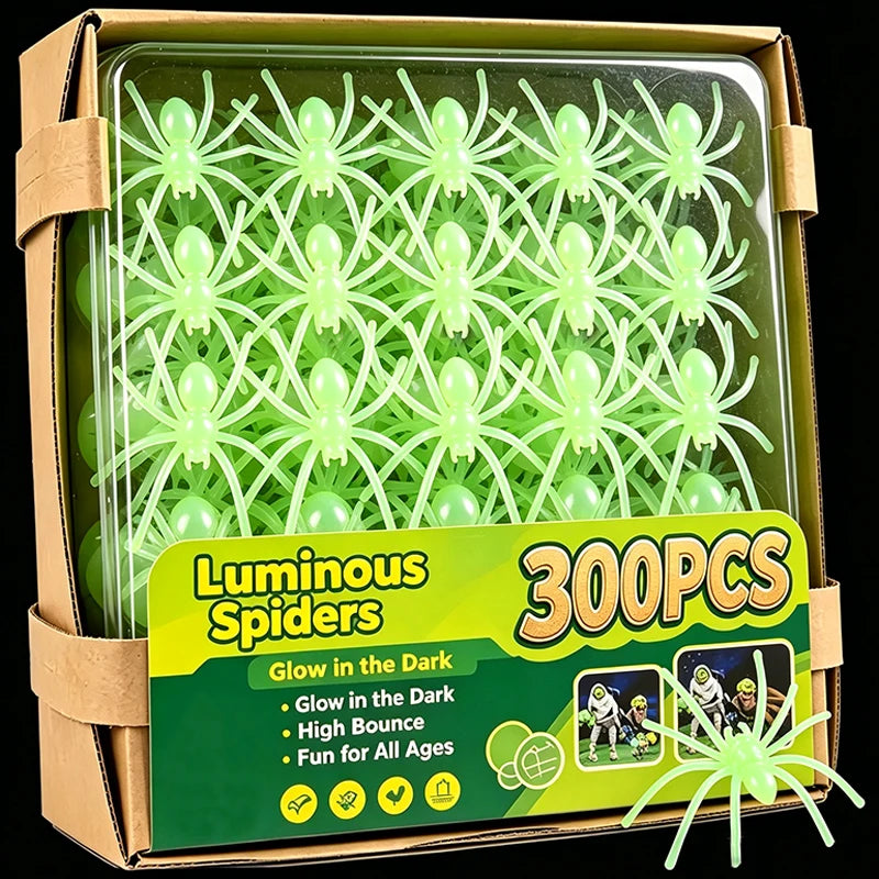 30/300pcs Halloween Luminous Spider Glow in The Dark Realistic Horror Spider Spooky Pranks Haunted House Party DIY Decor Props