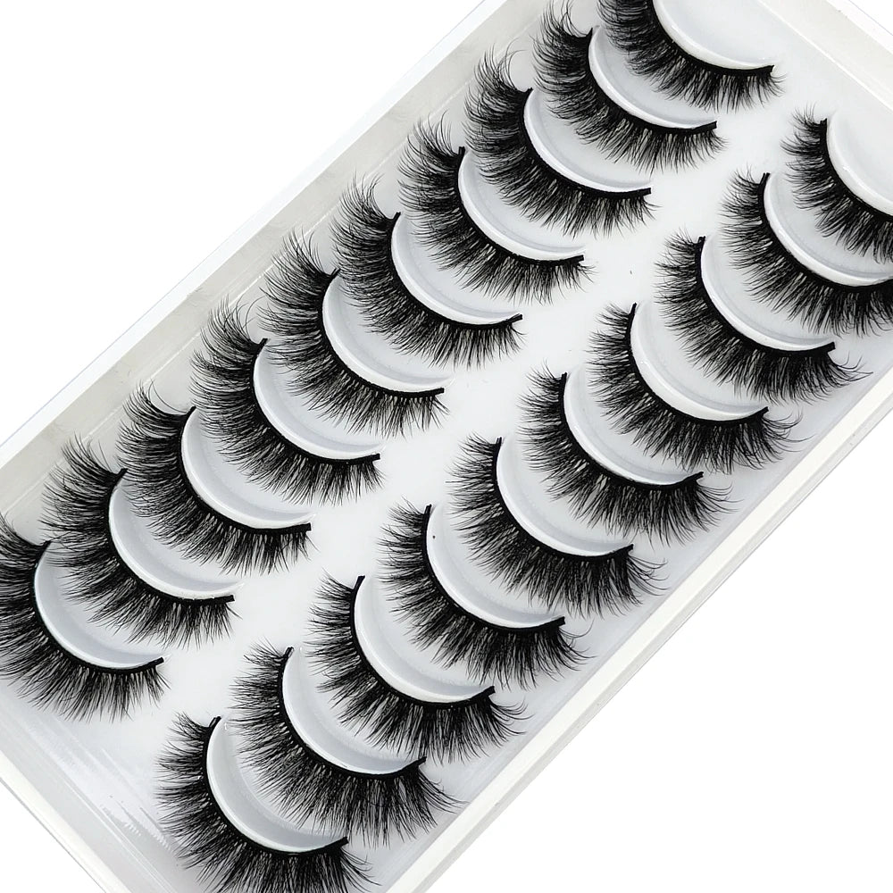 New 10 Pairs 3D Faux Mink Lashes Natural Long Soft Short Lashes Handmade Fake Lashes Makeup Tool Eyelashes Extension Maquiagem