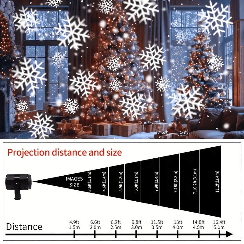 1pc LED Snowflake Projection Light, USB Powered Rotating Snowflake for Christmas,Halloween,Simulating Winter Snow, Passion Party