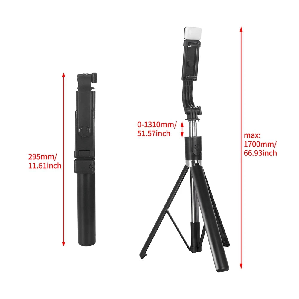 Tripod for Smartphone Camera,Stand with Bluetooth shutter and light,Wireless Selfie Stick brackets with Phone Holder