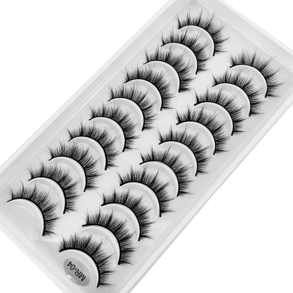 New 10 Pairs 3D Faux Mink Lashes Natural Long Soft Short Lashes Handmade Fake Lashes Makeup Tool Eyelashes Extension Maquiagem