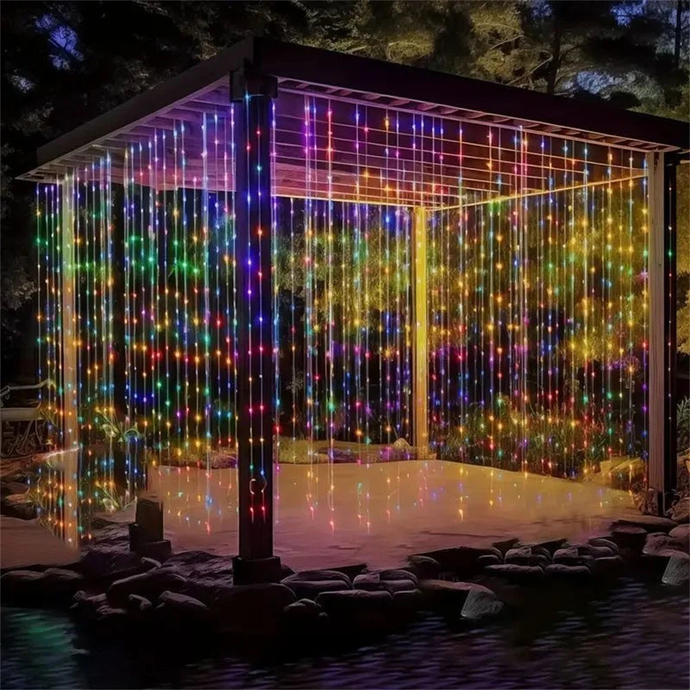 Wedding Outdoor USB Plug-in Festoon Curtain LED String Lights Remote 8 Modes EID Mubarak Bedroom Ramadan Home Decoration 3/4/6m