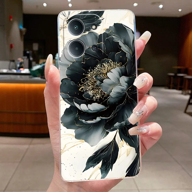 New For Redmi 15C Poco C85 4G Case Clear Luxury Fashion Butterfly Flower Soft TPU Silicone Phone Cover For Redmi15C PocoC85 Case