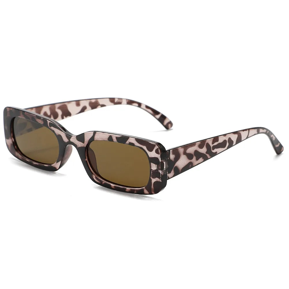 Fashion Rectangle Sun Glasses Retro Square Sunglasses Women Vintage Red Leopard UV400 Shades Driving Beach Party Accessories