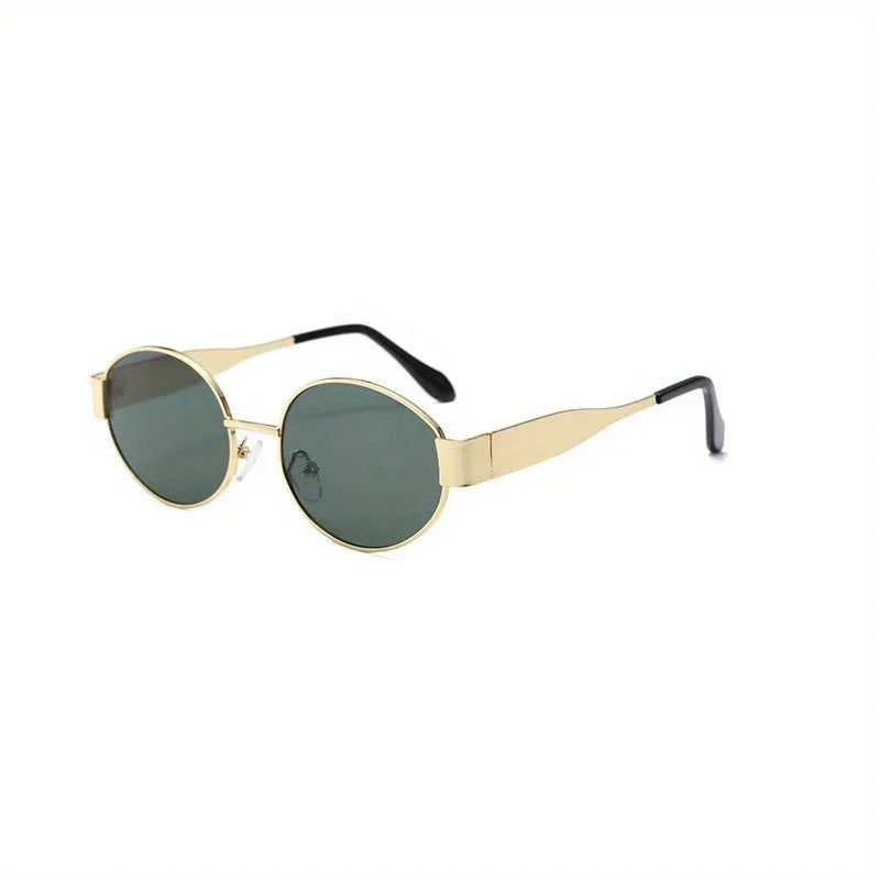 Oval sunglasses for women men trendy metal frame sun glasses classic shades